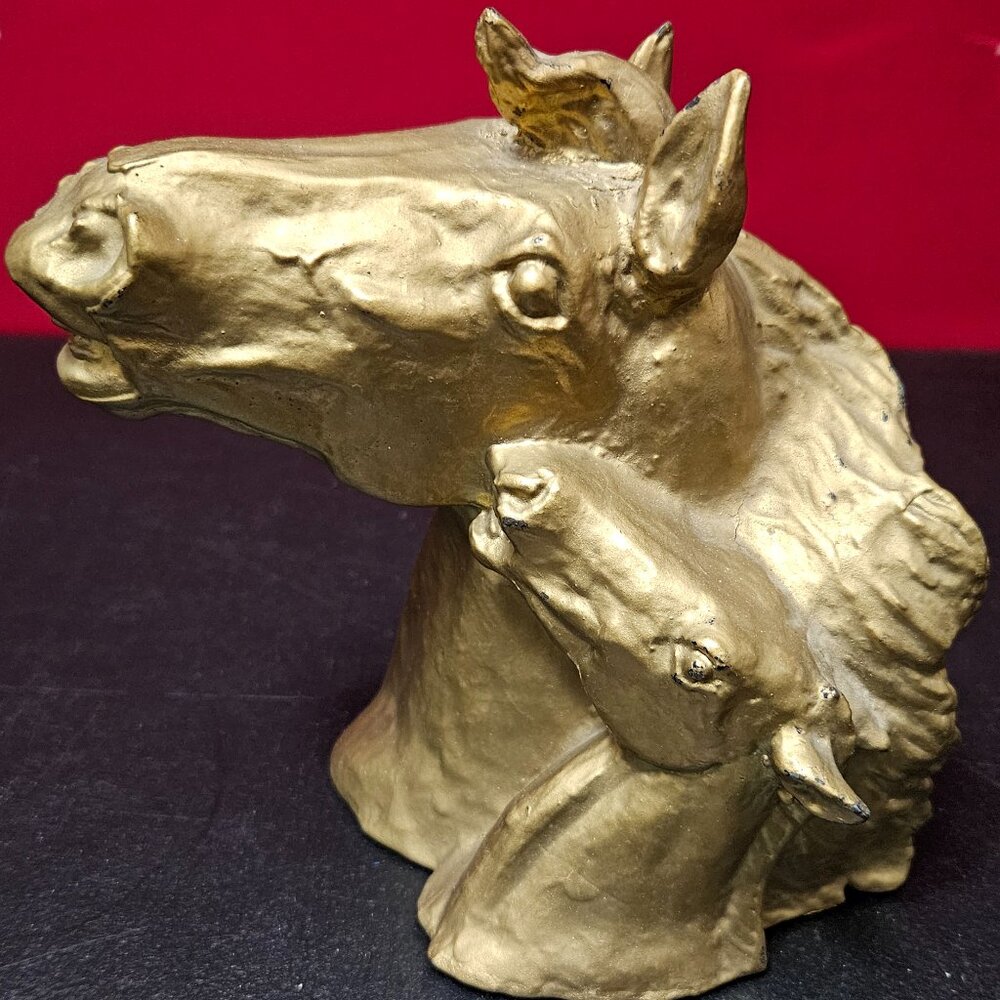 VTG Paul Herzel Painted Sculpture/Bookend of Mare and Foal